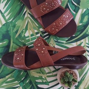 90s NINE WEST Brown Leather Studded Sandal Vintage
